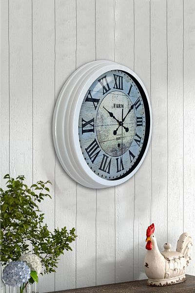 Kasva Concept Gift 40 cm White Metal Farm Wall Clock