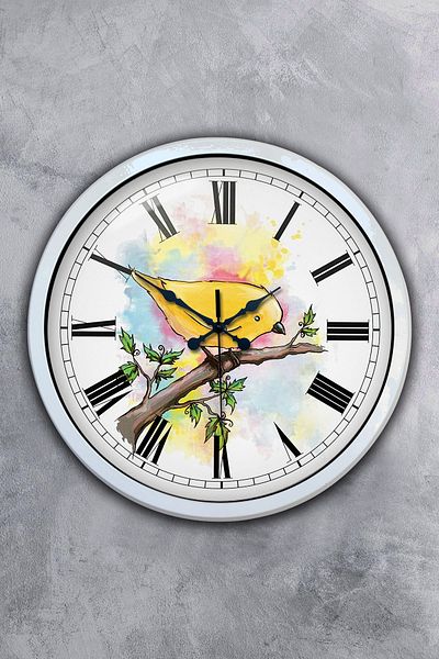 Kasva Concept Gift 40 cm White Metal Bird Wall Clock