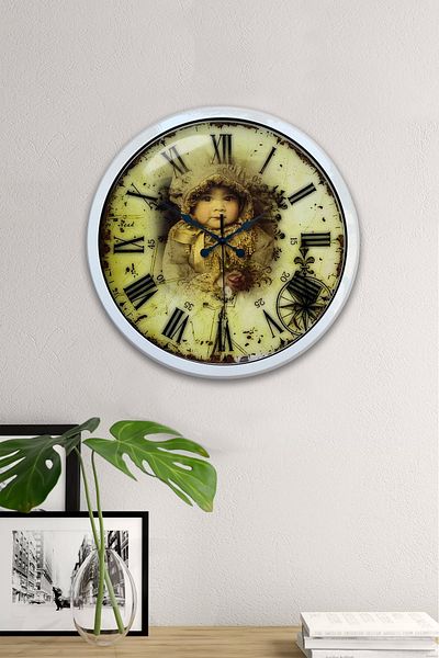 Kasva Concept Gift 40 cm White Metal Baby Wall Clock
