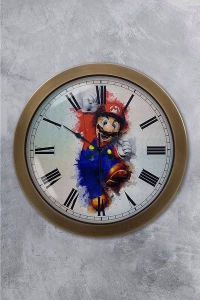 Kasva Concept Gift 36 cm Antique Metal Mario Wall Clock