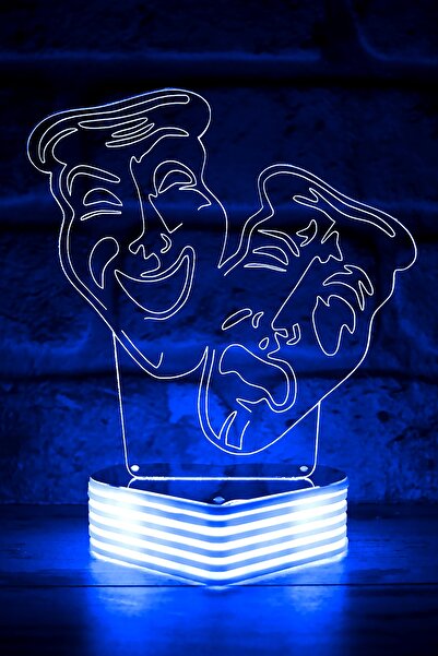 Hediye Kovanı Theater Mask 3D Lamp Theater Gift