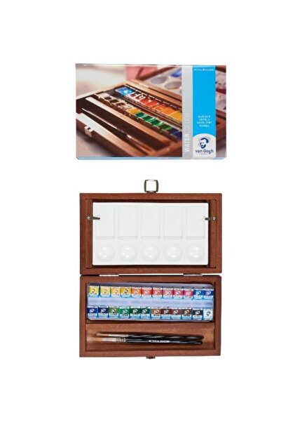 Talens Van Gogh Tablet Sulu Boya Seti 24 Renk Ahşap Kutulu Palet ve  Fırça
