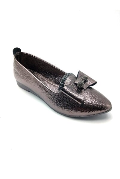 Guja Taşlı Tokalı Gri Kadın Babet