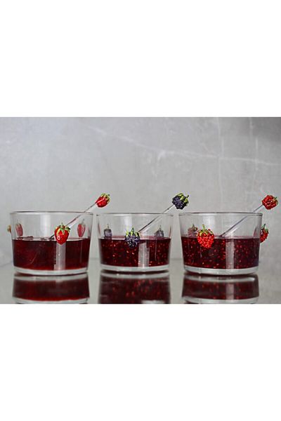 ADAMODART 3-Piece Jam Bowl with Strawberry & Blackberry & Raspberry Figures
