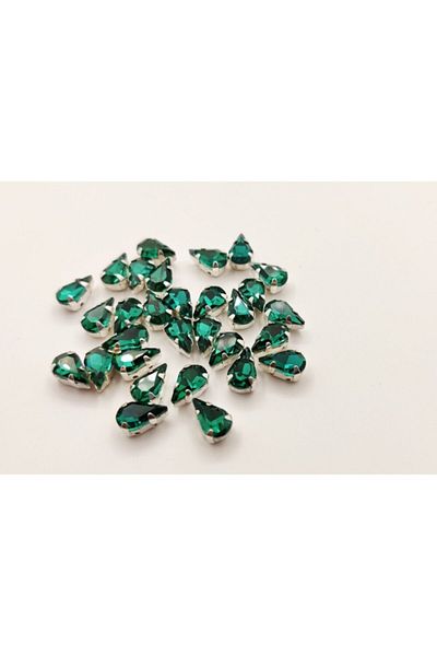 yiğit aksesuar 6x10 (1 CM) Case Planted Drop Glass Stone 20 Pieces