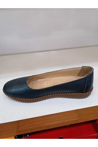 Ercan Kadın Mavi  Deri Babet