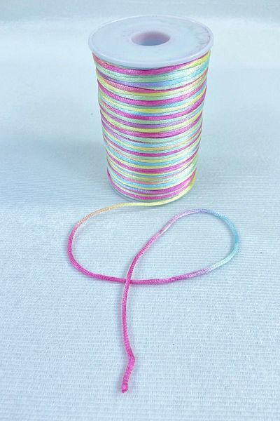 Hobigram Κολιέ με κορδέλα από σατέν νήμα 1 mm Κολιέ βραχιόλι με κορδόνι κίτρινο ροζ αποχρώσεις έγχρωμο 10 μέτρα – Κλωστή πλεξίματος –