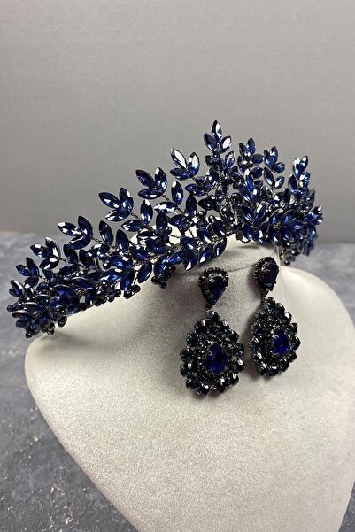 FdayAksesuar Set de coroană de mireasă și cercei cu pietre prețioase Asha cu ...