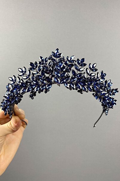 FdayAksesuar Asha cu mărgele Henna și Coroana de Mireasă Albastru Marin – Cor...