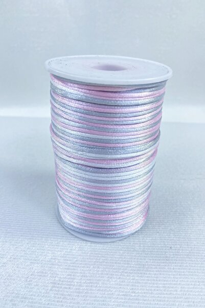 Hobigram 5 Meters Satin Thread Ribbon Thread Necklace Bracelet Thread Gray Pink Shades Multicolored 5 Meters – Knitting Thread