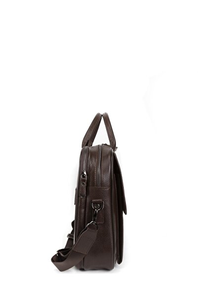 MORCA حقيبة كمبيوتر محمول وحقيبة من الجلد الطبيعي باللون البني