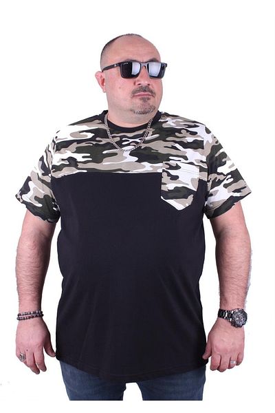 MocGrande Ανδρικό T-Shirt Camouflage μεγάλου μεγέθους 23145 Χακί