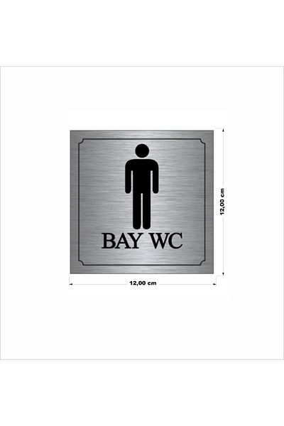 enmalife Ταγμένο γράμμα WC για άντρες-γυναικεία - Μεταλλικό Ασημί, Σετ 2 τεμ., 10x10 cm