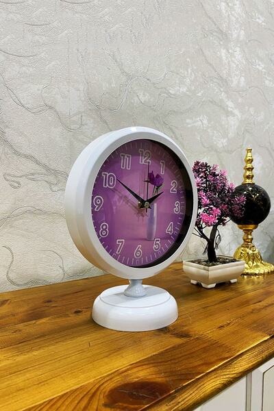 Genel Markalar 25x20 Cm Beyaz Metal Lüks Masa Saati