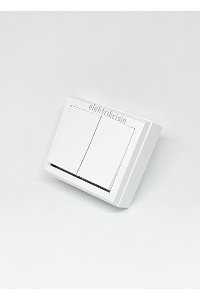 Elektrikcisin مربع - مثبت على السطح - اقتصادي - مفتاح مزدوج أبيض - عاكس - 5 قطع