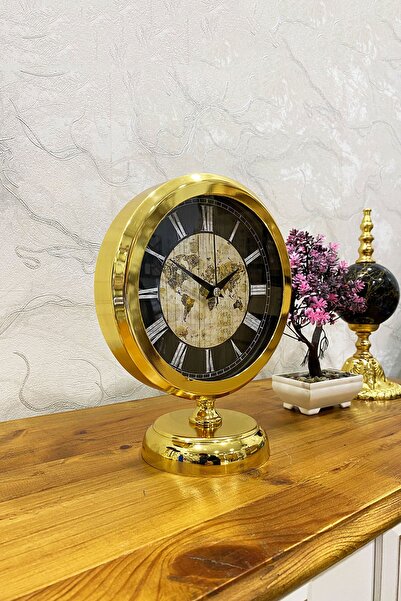 Genel Markalar 25x20 Cm Gold Metal Lüks Masa Saati