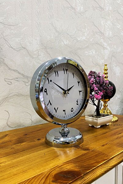 Genel Markalar 25X20 Cm Krom Metal Masa Saati Masa Dekorasyonu Ev Ofis Masa A...