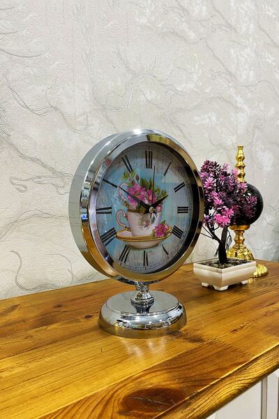 Genel Markalar 25x20 Cm Krom Metal Lüks Masa Saati