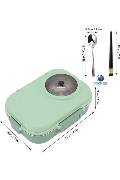 Vagonlife Portable Four-Compartment 304 Stainless Steel Dinner Box For Children Student Office Travel Pan 1100ml