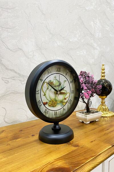 Genel Markalar 25x20 Cm Siyah Metal Lüks Masa Saati