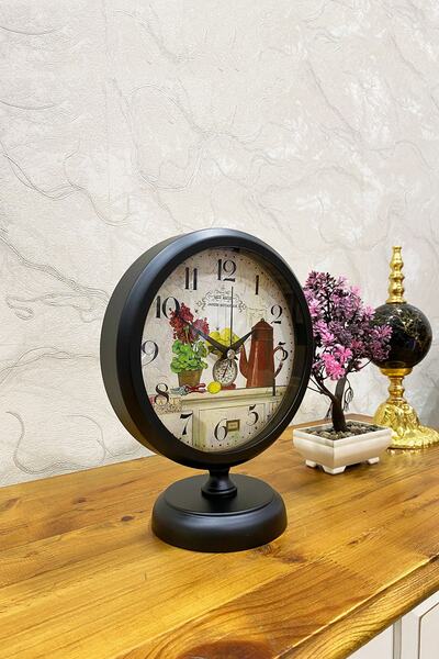 Genel Markalar 25x20 Cm Siyah Metal Lüks Masa Saati