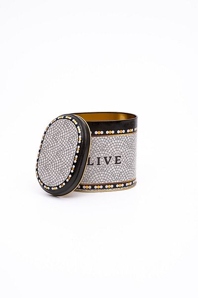 EVLE Er004-9d Mosaic Live Patterned Oval Metal Storage Container 11x15 Cm