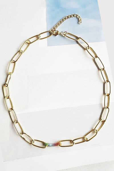 MorMajor Silver Ithal Zincir Angy Renkli Gümüş Kolye