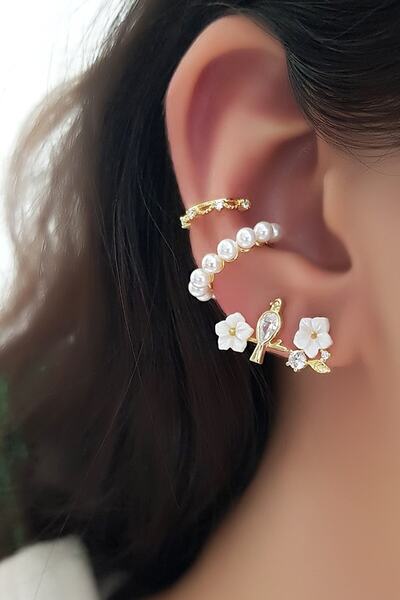 MorMajor Silver Tekli Ithal Manolya Flower Gümüş Küpe