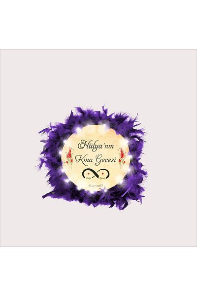 BAKSEPETE Illuminated, Name Printed Henna Tambourine, Bridal Tambourine (27 Cm Medium Size Plum)
