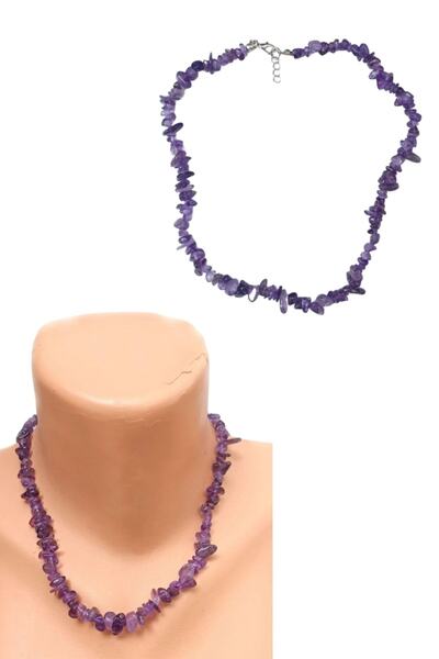 Genel Markalar Pozitif Doğal Taş Ametist Kolye 1.kalite Kırıktaş