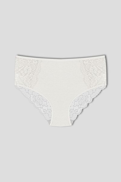 HNX Ecru Cotton Front Side and Back Lace Plus Size Women's Panties
