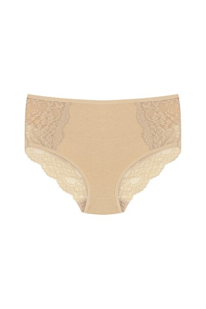 HNX Chiloți de damă din bumbac, 3 bucăți, cu dantelă în față și în spate, talie înaltă