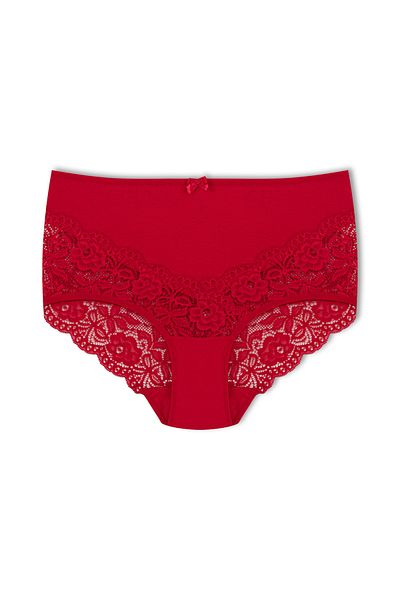 HNX Red Lace High Waist Plus Size Women's Panties