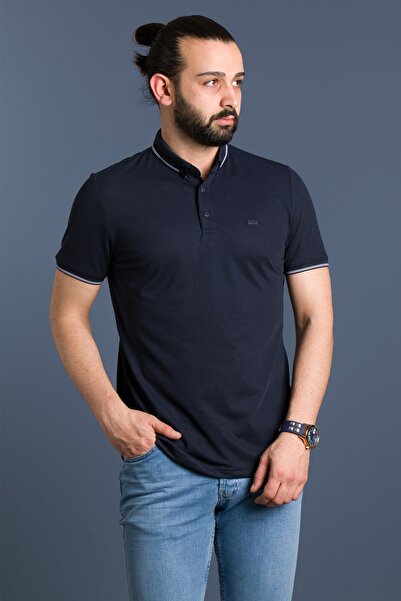 ZEKİ ÖZER Erkek Lacivert Basic Polo Yaka T-shirt