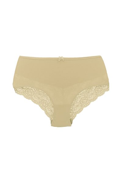 HNX Skin Cotton Ψηλόμεση Δαντέλα Λεπτομέρεια Plus Size Γυναικεία κιλότα