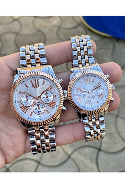 ÇENÇEN Gümüş Altın M Kors Model Çift Saat"/ " Sevgili Saatleri " Metal Kordon Dokunmatik Led Kol Saatleri