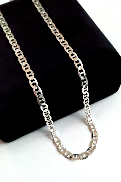 Piraye Silver 925 Ayar Gümüş Barlı Zincir 4 Mm 60 Cm
