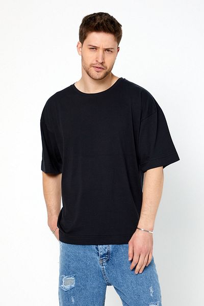 Tarz Cool Ανδρικό μπλουζάκι Oversize Black Basic - Κοντό μανίκι, dzovrszetr05s