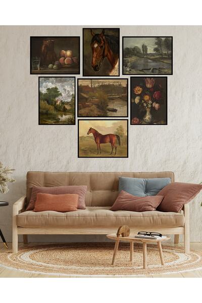 kutuTR Dekorize Mdf Tablo Seti 7 Parça 3 Mm - Vintage Salon Oturma Yatak Odas...
