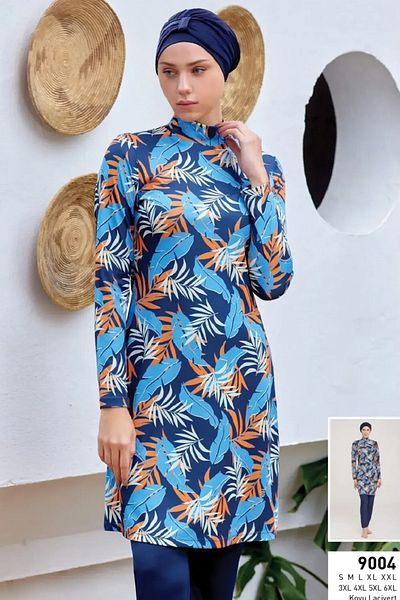ROZAMAY Γυναικείο μακρυμάνικο Lycra Full Covered Hijab μαγιό 9004 Dark Navy