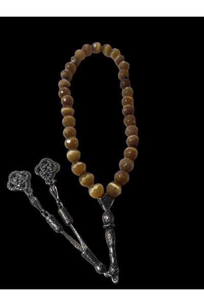 sade kirtasiye مسبحة من الحجر الطبيعي بلون عين القطة باللون الأصفر