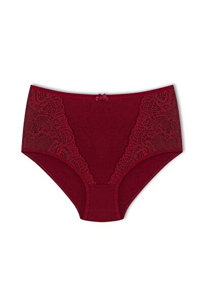 HNX Chiloți Bato din bumbac, 3 piese, talie înaltă, mărime mare, cu detaliu din dantelă