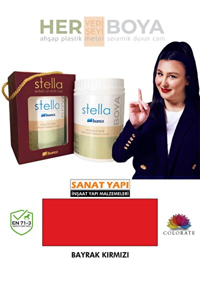 Bianca Stella Su Bazlı Akrilik Boya Bayrak Kırmızı