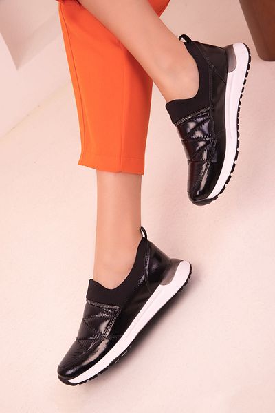 SOHO Black Patent Leather Women's Sneaker 17885