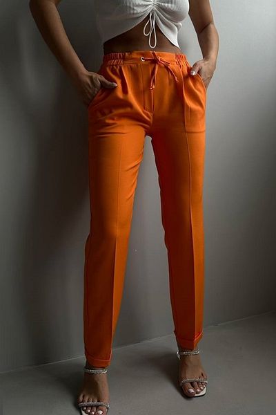 lovebox Women's Orange Double Leg Pocket Eyelet Detailed Trousers 23s01010