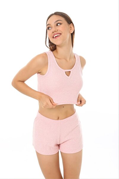 manolyabutik Ženske šortseve Rebrasto u prahu sa naramenicama