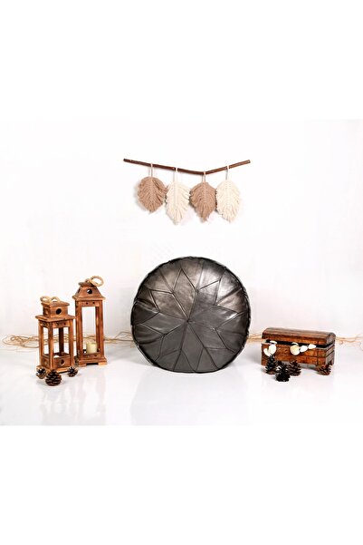 Canarı Hobi - El Yapımı Hakiki Deri Orijinal Bohem Ottoman Puf Minder 60cm