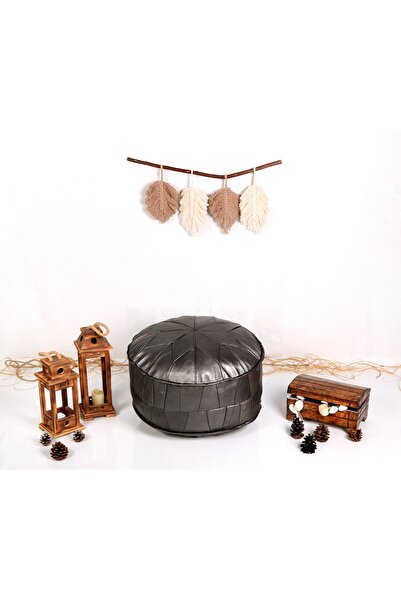 Canarı Hobi - El Yapımı Hakiki Deri Orijinal Bohem Ottoman Puf Minder 60cm