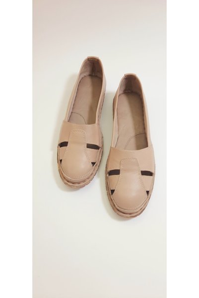 KAPAR 100% Genuine Cream Leather Slippers (Inside and Out)