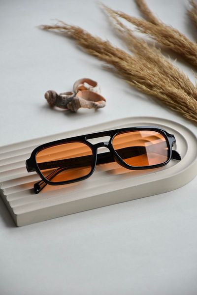 LOOKUP Unisex Retro Double Bridge Orange Glass Women's Men's Sunglasses (53/19/140)
